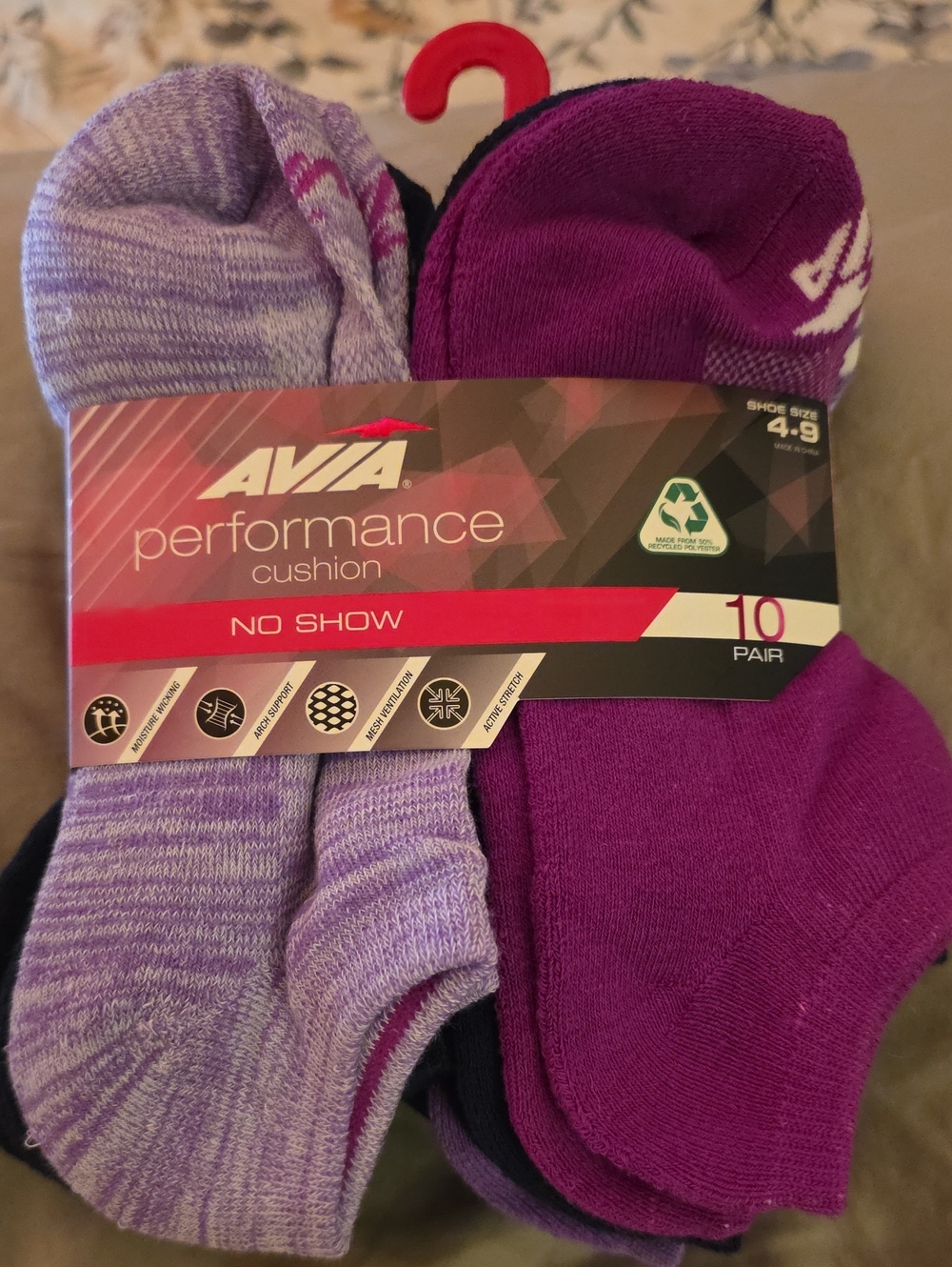 Avia No-Show Athletic Socks in Purple and Lavender